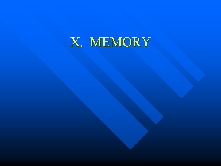 X. MEMORY 