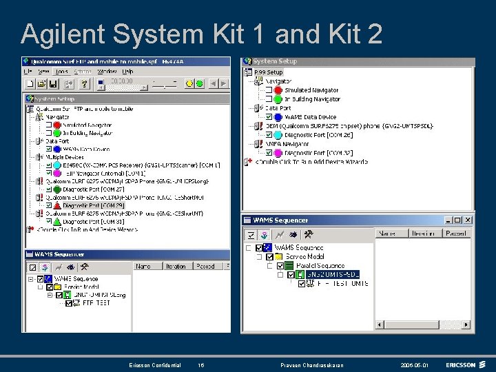 Agilent System Kit 1 and Kit 2 Ericsson Confidential 16 Praveen Chandrasekaran 2006 -05