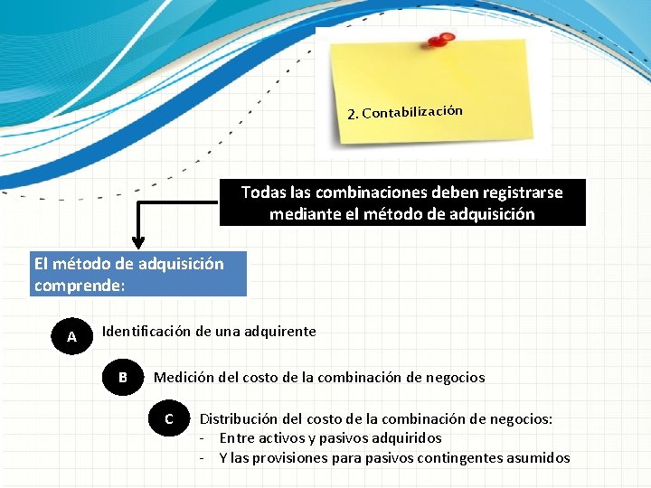 2. Contabilización Todas las combinaciones deben registrarse mediante el método de adquisición El método