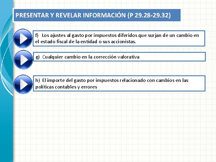 PRESENTAR Y REVELAR INFORMACIÓN (P 29. 28 -29. 32) f) Los ajustes al gasto