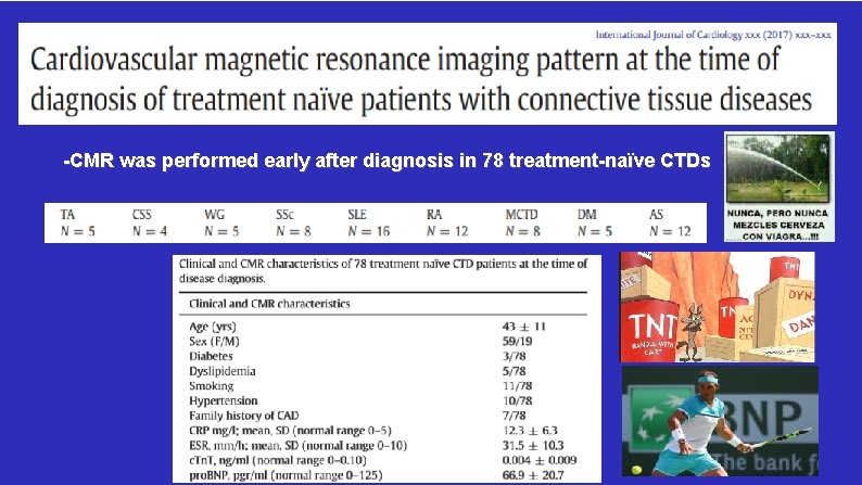 -CMR was performed early after diagnosis in 78 treatment-naïve CTDs 