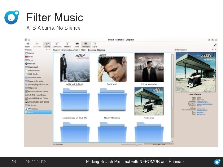 Filter Music ATB Albums, No Silence 48 28. 11. 2012 Making Search Personal with