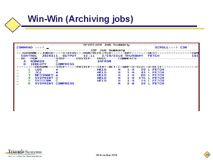 Win-Win (Archiving jobs) 06 November 2018 19 