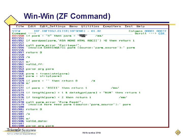 Win-Win (ZF Command) 06 November 2018 23 