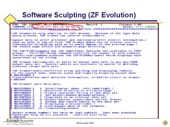 Software Sculpting (ZF Evolution) 06 November 2018 28 