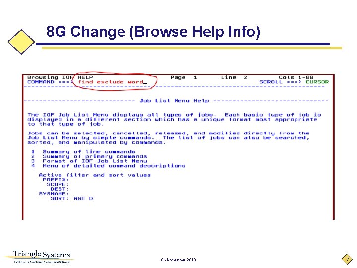 8 G Change (Browse Help Info) 06 November 2018 7 