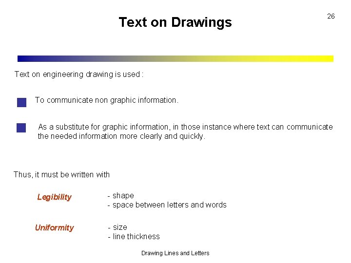Text on Drawings 26 Text on engineering drawing is used : To communicate non