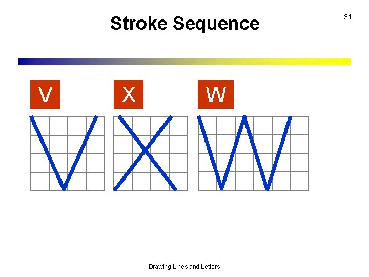 Stroke Sequence V X W Drawing Lines and Letters 31 