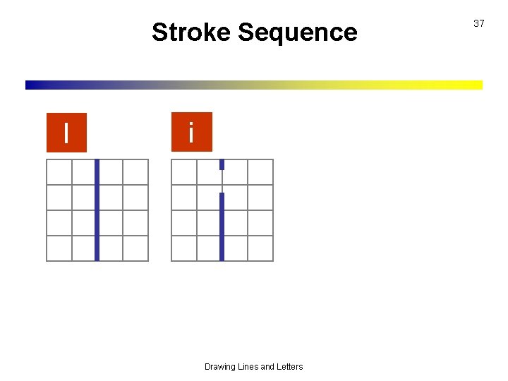 Stroke Sequence l i Drawing Lines and Letters 37 