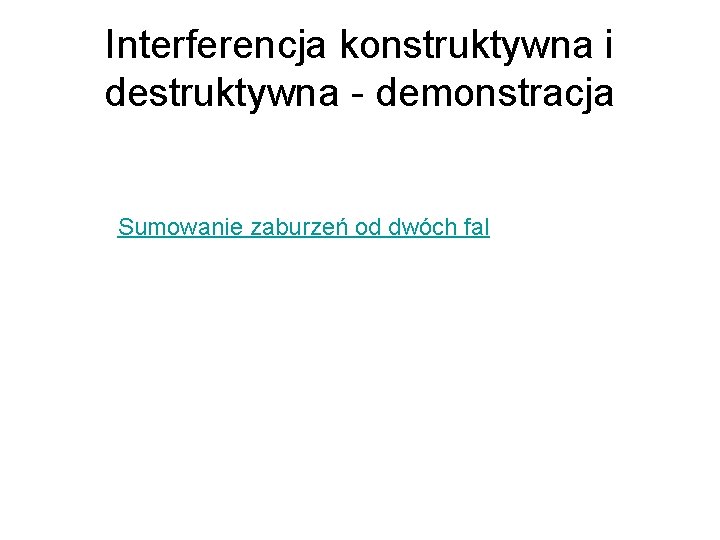 Interferencja konstruktywna i destruktywna - demonstracja Sumowanie zaburzeń od dwóch fal 