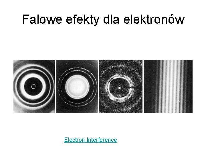 Falowe efekty dla elektronów Electron Interference 