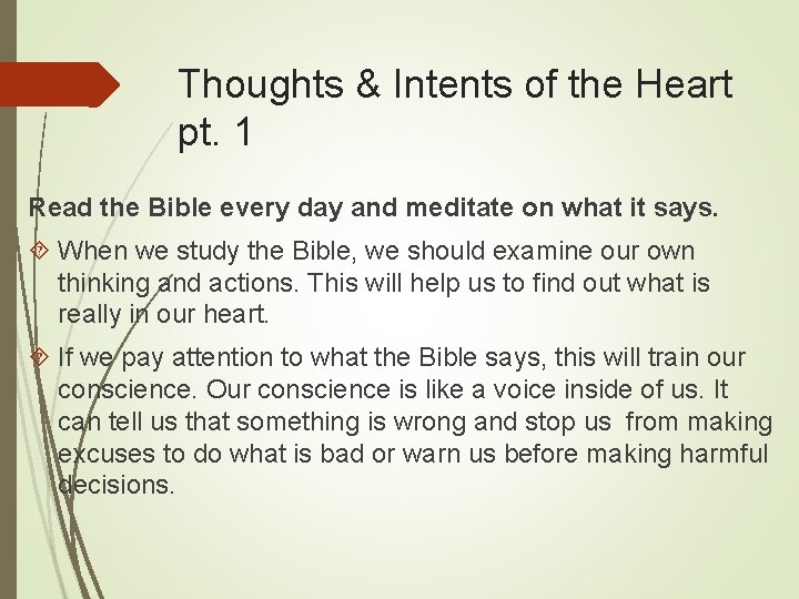 Thoughts & Intents of the Heart pt. 1 Read the Bible every day and