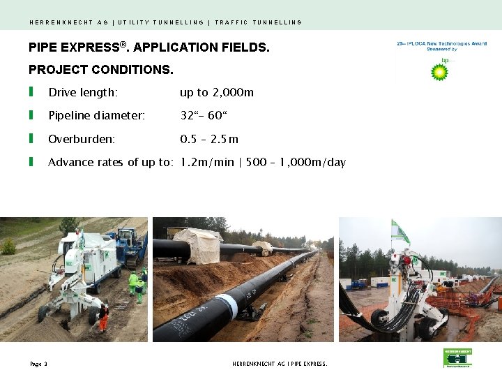 HERRENKNECHT AG | UTILITY TUNNELLING | TRAFFIC TUNNELLING PIPE EXPRESS®. APPLICATION FIELDS. PROJECT CONDITIONS.