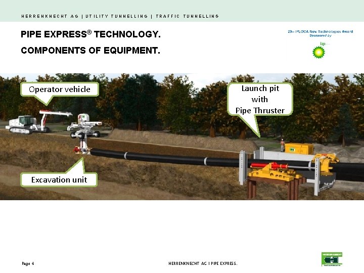 HERRENKNECHT AG | UTILITY TUNNELLING | TRAFFIC TUNNELLING PIPE EXPRESS® TECHNOLOGY. COMPONENTS OF EQUIPMENT.