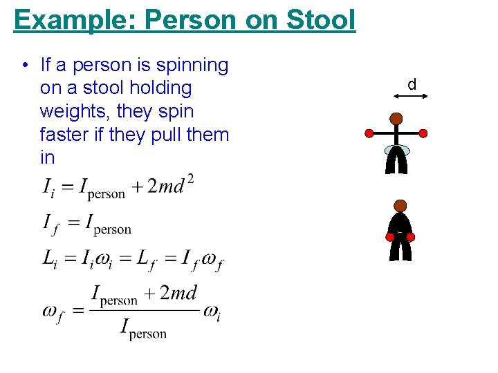 Example: Person on Stool • If a person is spinning on a stool holding