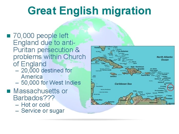 Slide 8 Great English migration n 70, 000 people left England due to anti.