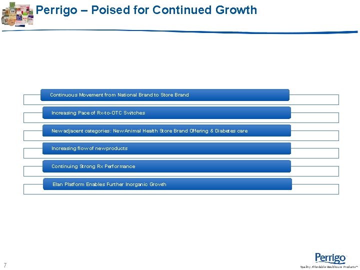 Perrigo – Poised for Continued Growth Continuous Movement from National Brand to Store Brand Perrigo – Poised for Continued Growth Continuous Movement from National Brand to Store Brand