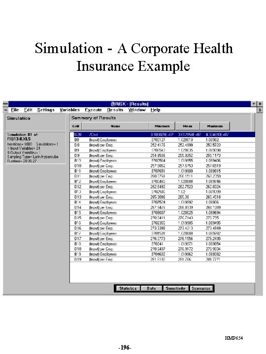 Simulation - A Corporate Health Insurance Example HMP 654 -196 - 