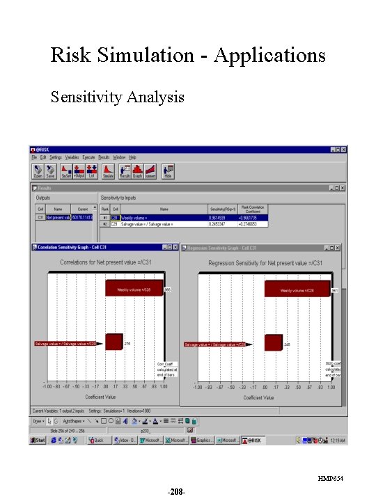 Risk Simulation - Applications Sensitivity Analysis HMP 654 -208 - 