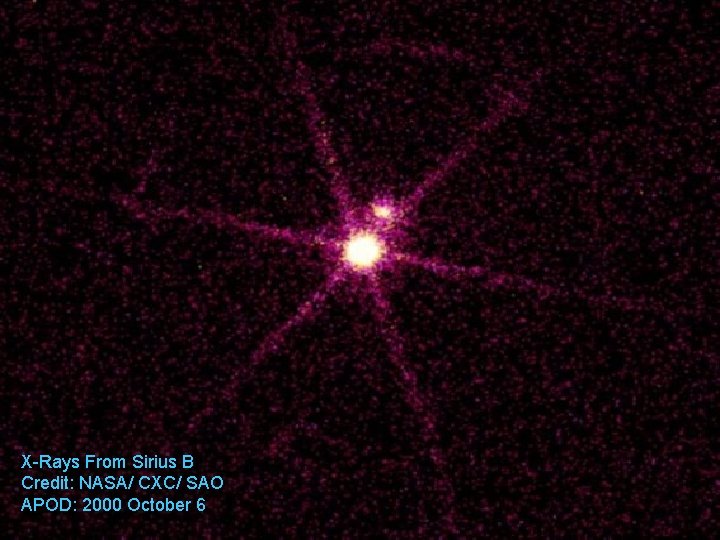 X-Rays From Sirius B Credit: NASA/ CXC/ SAO APOD: 2000 October 6 