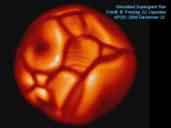 Simulated Supergiant Star Credit: B. Freytag, (U. Uppsala) APOD: 2000 December 22 