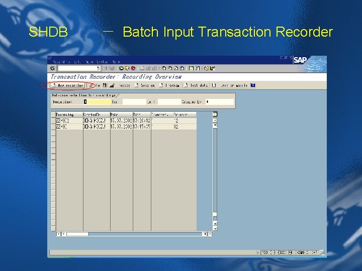 SHDB － Batch Input Transaction Recorder 