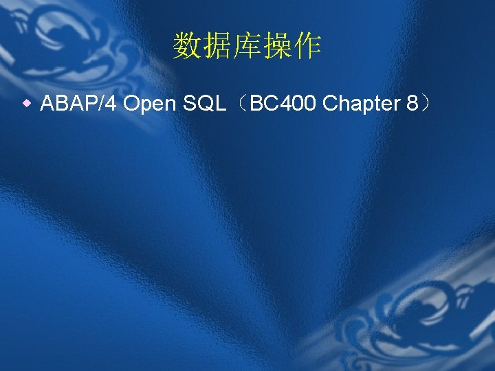 数据库操作 w ABAP/4 Open SQL（BC 400 Chapter 8） 