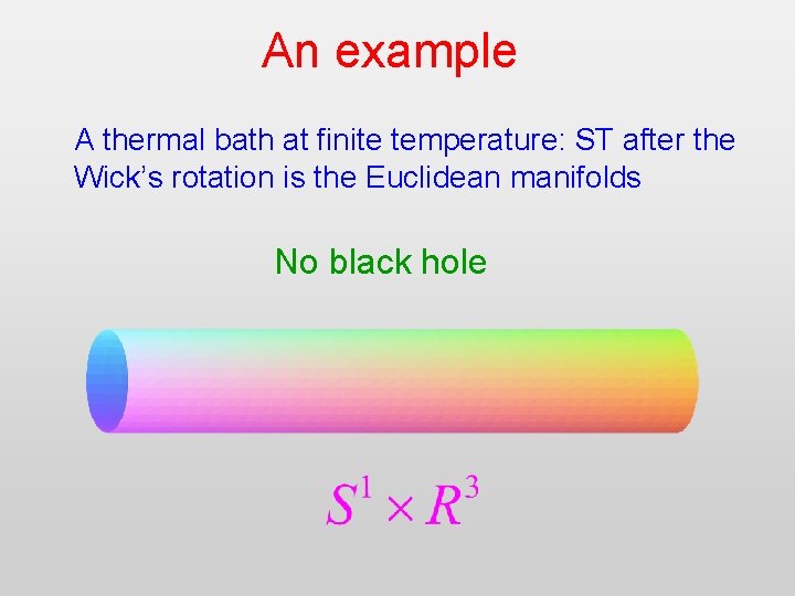 An example A thermal bath at finite temperature: ST after the Wick’s rotation is