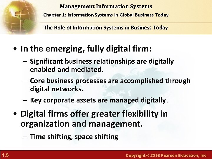 Management Information Systems Chapter 1: Information Systems in Global Business Today The Role of