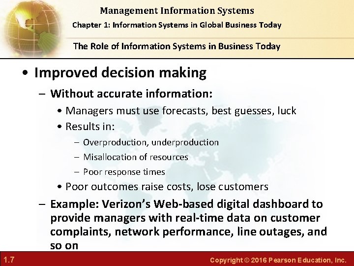 Management Information Systems Chapter 1: Information Systems in Global Business Today The Role of