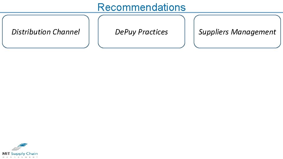 Recommendations Distribution Channel De. Puy Practices Suppliers Management 