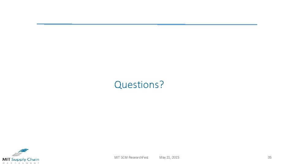 Questions? MIT SCM Research. Fest May 21, 2015 35 