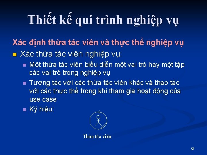 Thiết kế qui trình nghiệp vụ Xác định thừa tác viên và thực thể