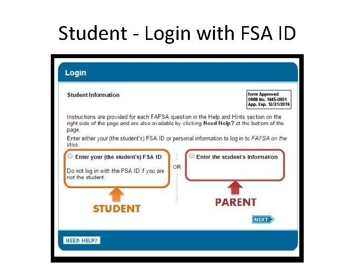 Student - Login with FSA ID 