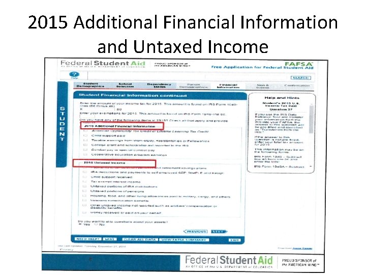 2015 Additional Financial Information and Untaxed Income 