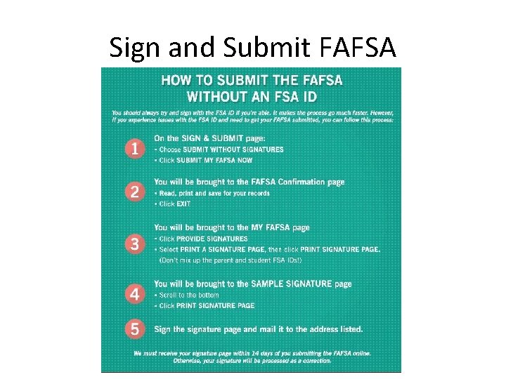 Sign and Submit FAFSA 