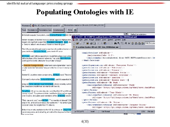 Populating Ontologies with IE 6(30) 