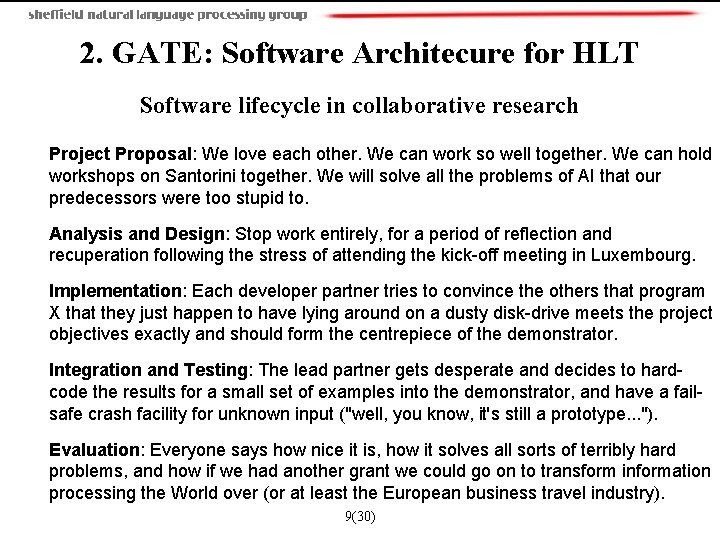  2. GATE: Software Architecure for HLT Software lifecycle in collaborative research Project Proposal: