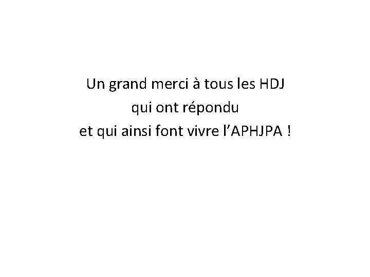 Un grand merci à tous les HDJ qui ont répondu et qui ainsi font