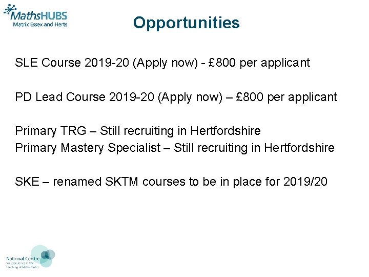 Opportunities SLE Course 2019 -20 (Apply now) - £ 800 per applicant PD Lead