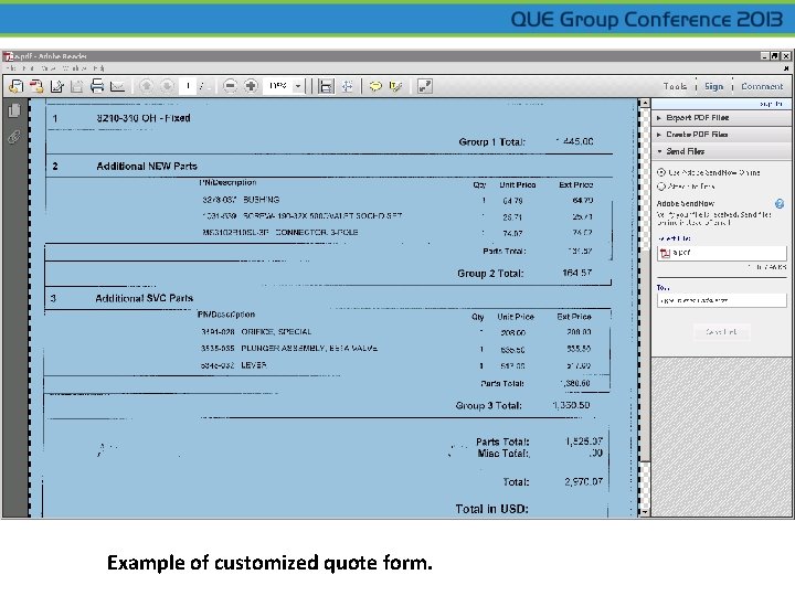 q <Fill in Content as required> Example of customized quote form. 
