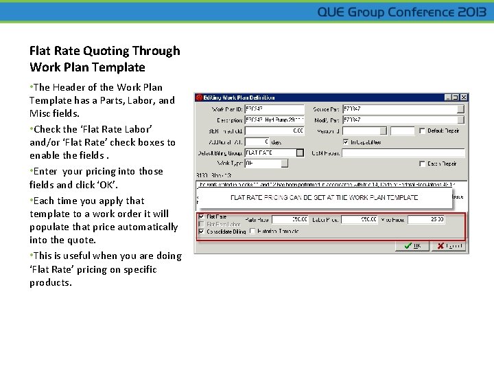 Flat Rate Quoting Through Work Plan Template • The Header of the Work Plan