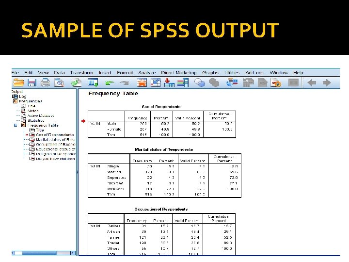 SAMPLE OF SPSS OUTPUT 