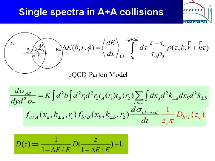 Single spectra in A+A collisions p. QCD Parton Model 