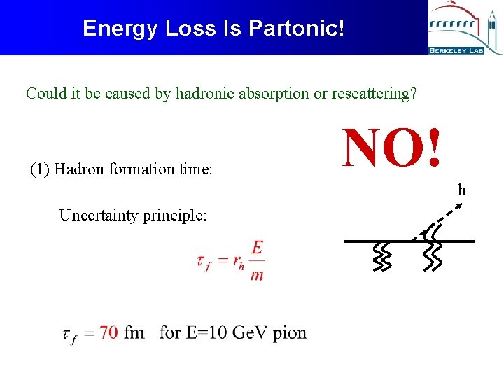 Energy Loss Is Partonic! Could it be caused by hadronic absorption or rescattering? (1)