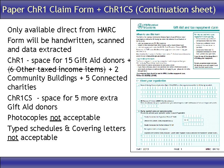 Paper Ch. R 1 Claim Form + Ch. R 1 CS (Continuation sheet) Only