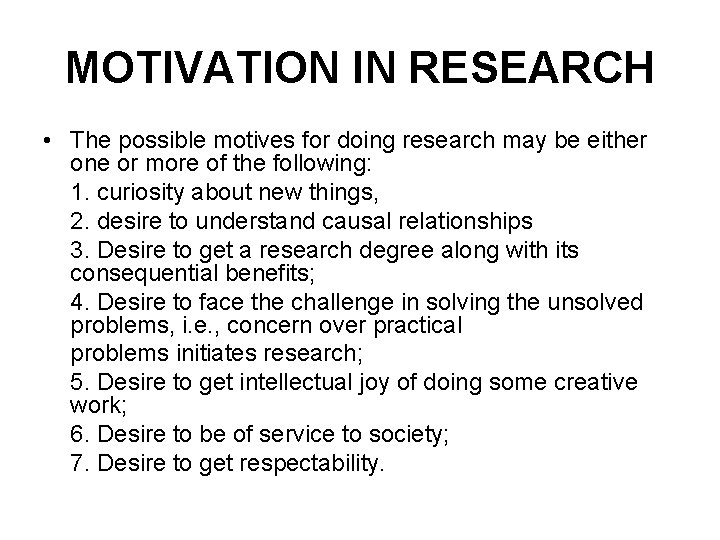 research motivation example