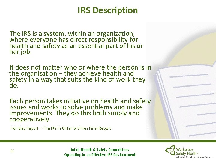 IRS Description The IRS is a system, within an organization, where everyone has direct IRS Description The IRS is a system, within an organization, where everyone has direct