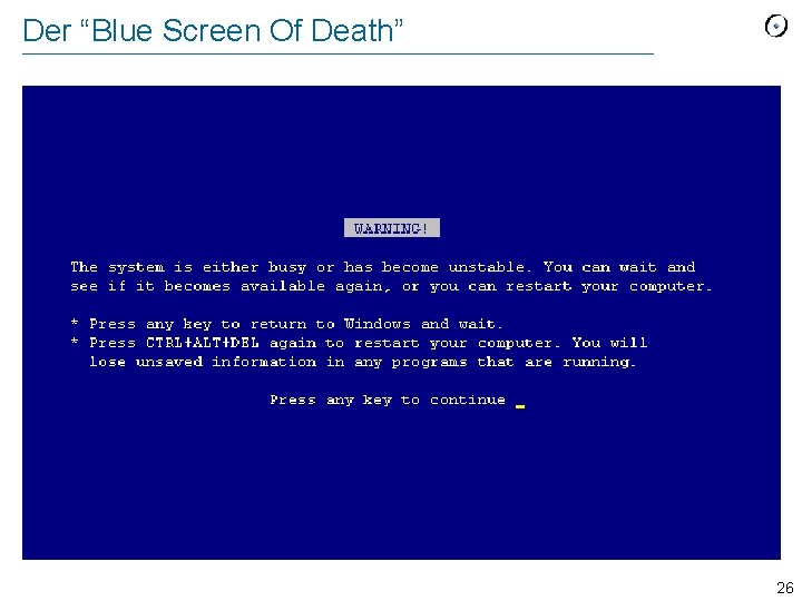 Der “Blue Screen Of Death” 26 