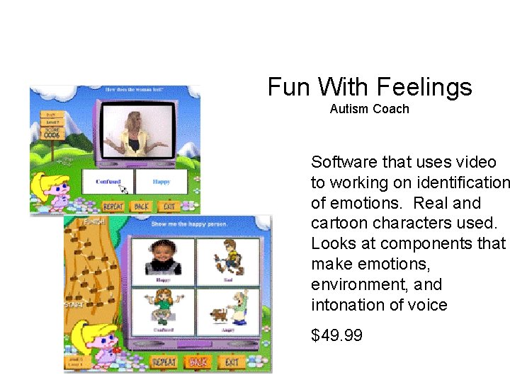 Fun With Feelings Autism Coach Software that uses video to working on identification of